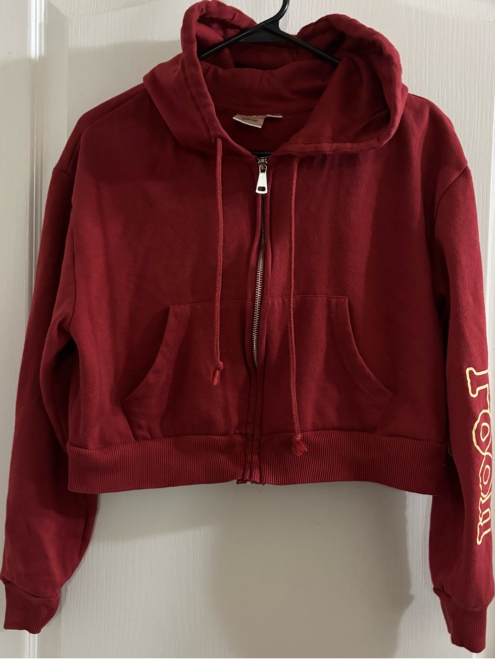 Disney Red Zip-Up Cropped Hoodie Jacket